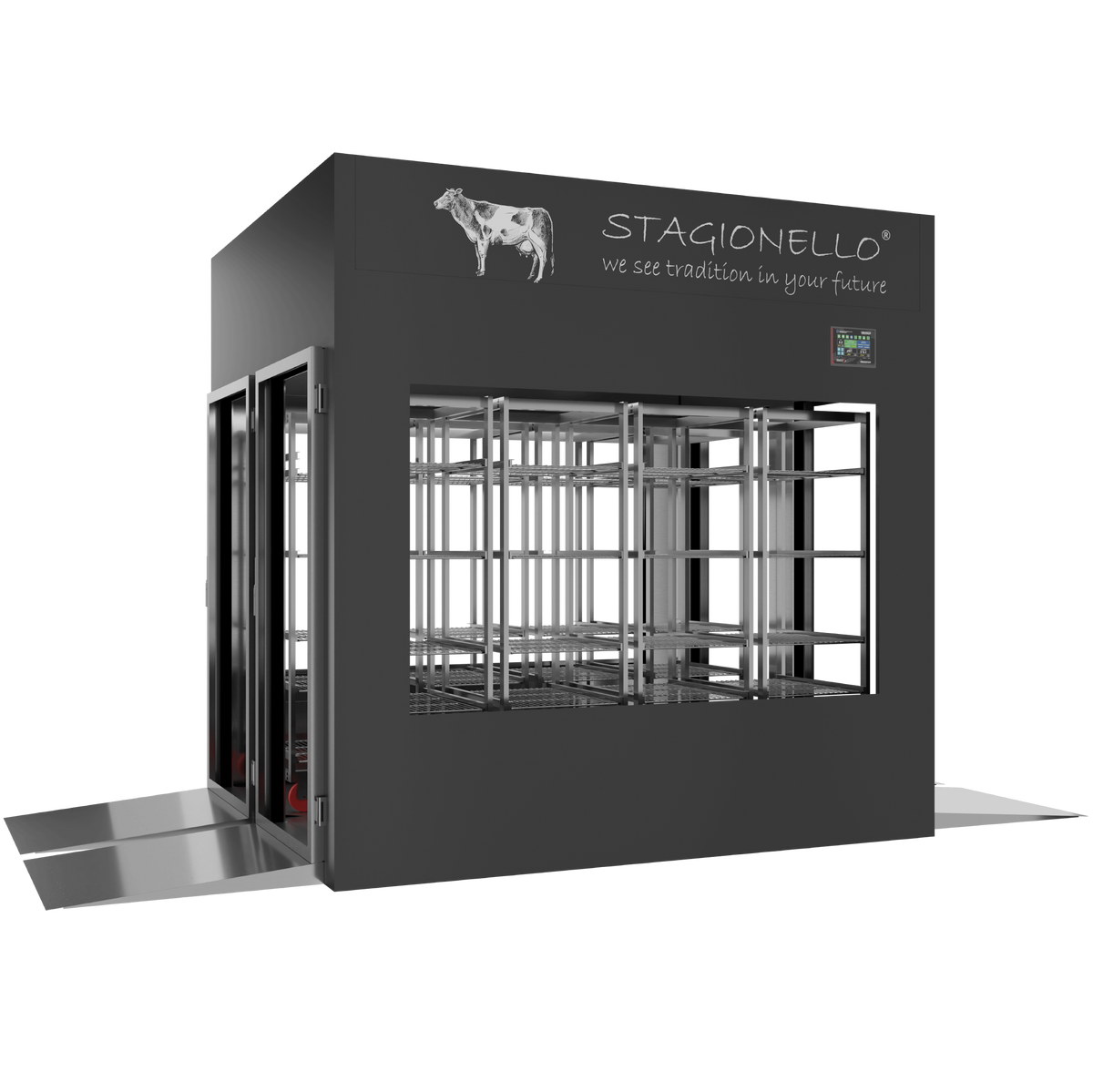 MATURMEAT® 1200 kg Tunnel, colorato, 4 vetri, vista sinistra