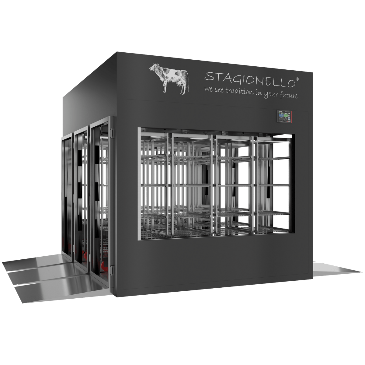 MATURMEAT® 1800 kg Tunnel, colorato, 4 vetri, vista sinistra