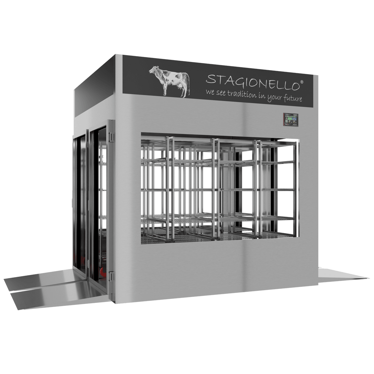 MATURMEAT® 1200 kg Tunnel, inox, 4 vetri, vista sinistra