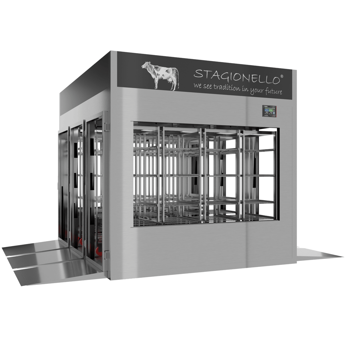 MATURMEAT® 1800 kg Tunnel, inox, 4 vetri, vista sinistra