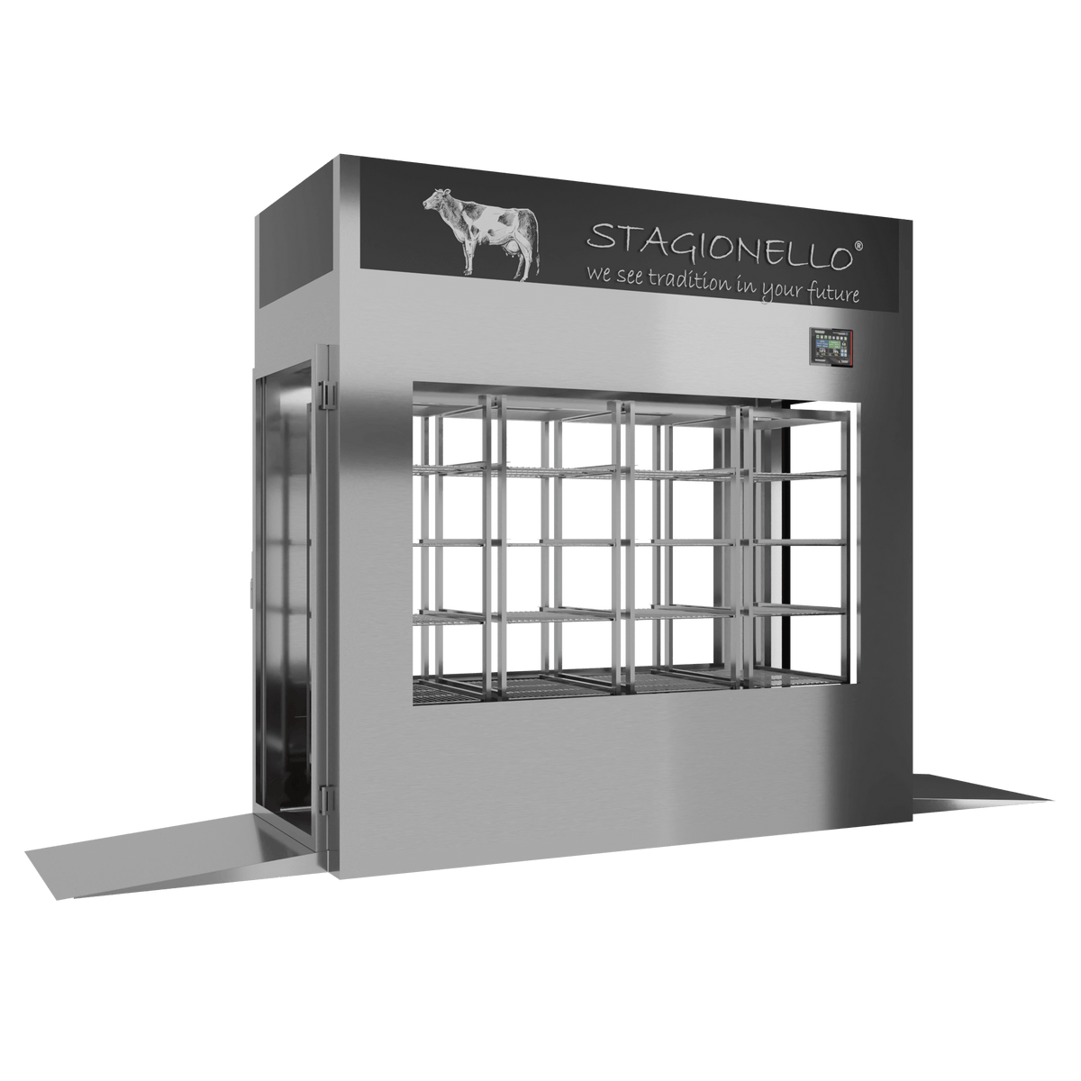 MATURMEAT® 600 kg Tunnel, inox, 4 vetri, vista sinistra
