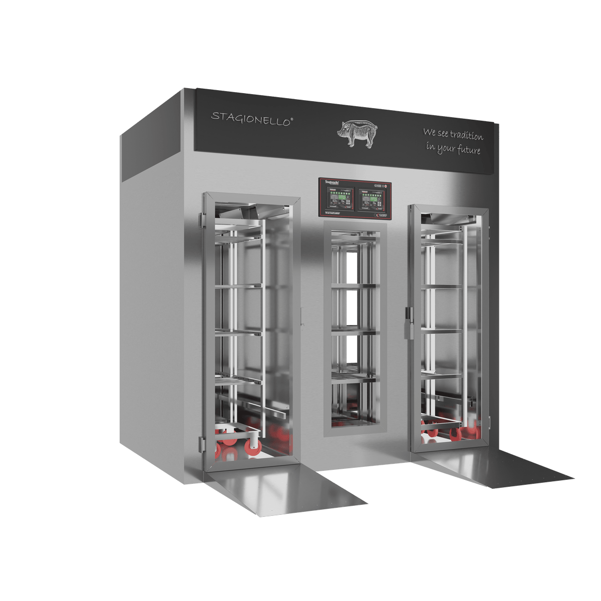 Stagionello® Salami Curing Device 200/600 kg Walk-in – 4 vetri, vista destra