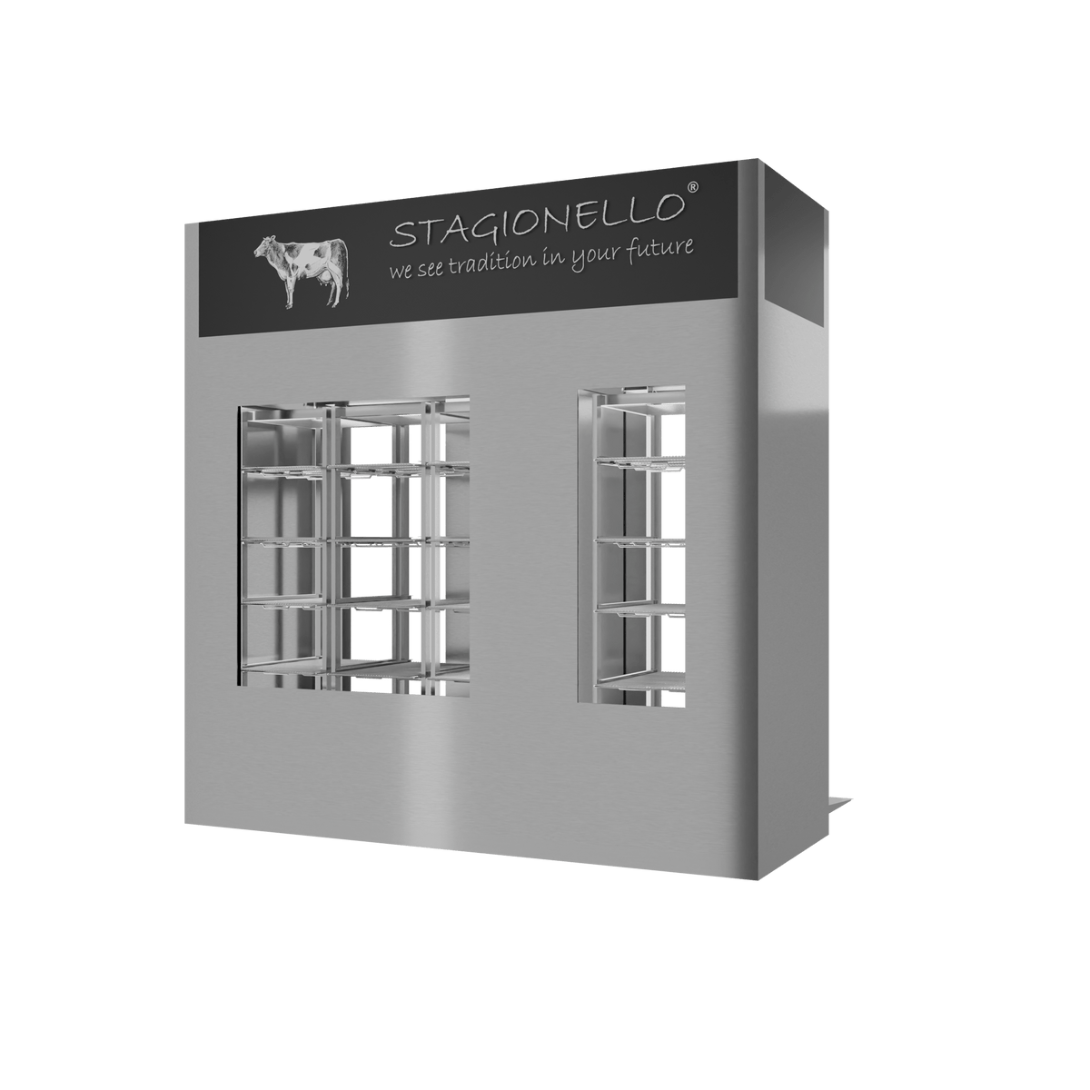 Stagionello® Walkin 100/300 kg – inox, 2 vetri, vista posteriore destra