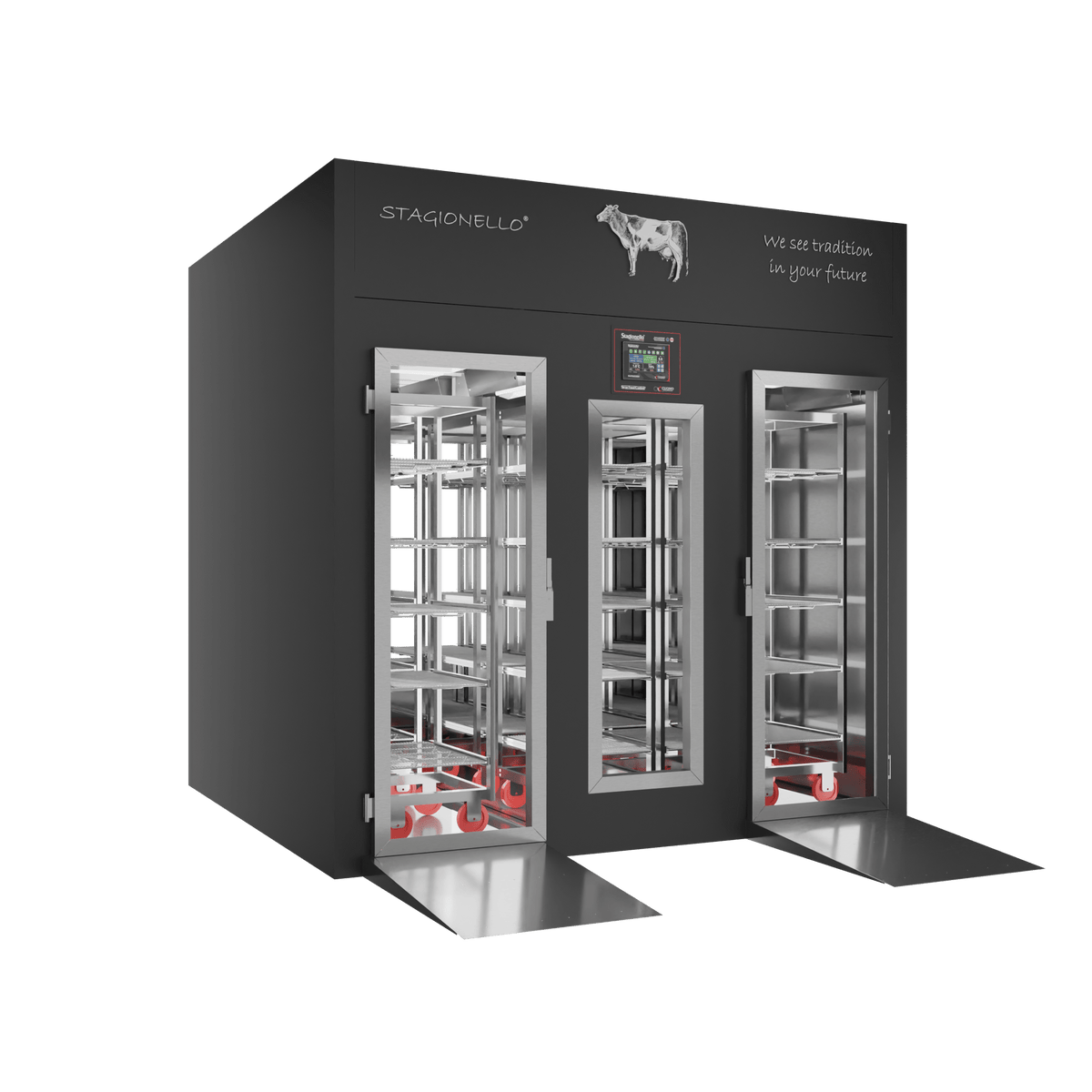 MATURMEAT® 1200 kg Walk-in, colorato, 2 vetri, vista sinistra