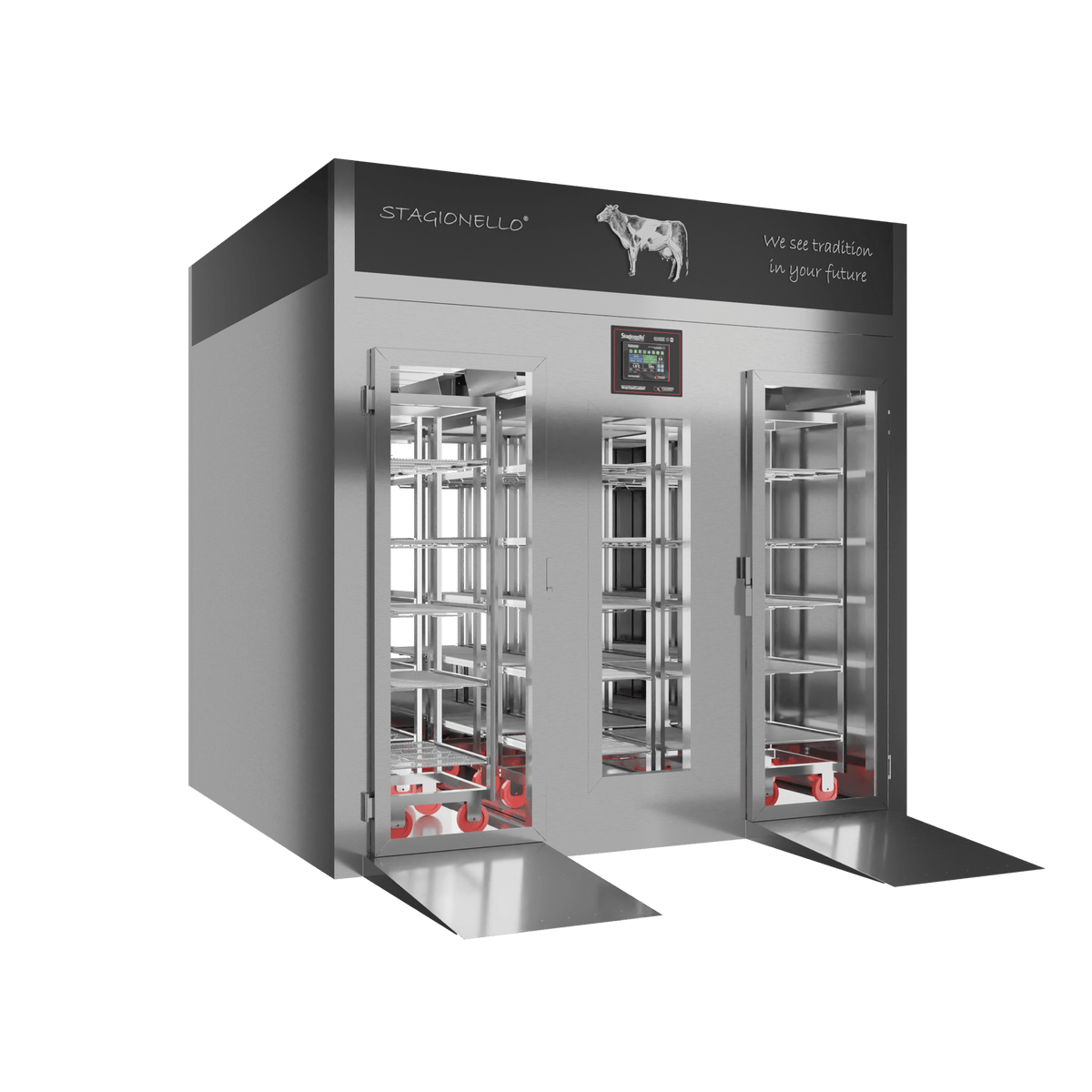 MATURMEAT® 1200 kg Walk-in, inox, 2 vetri, vista sinistra