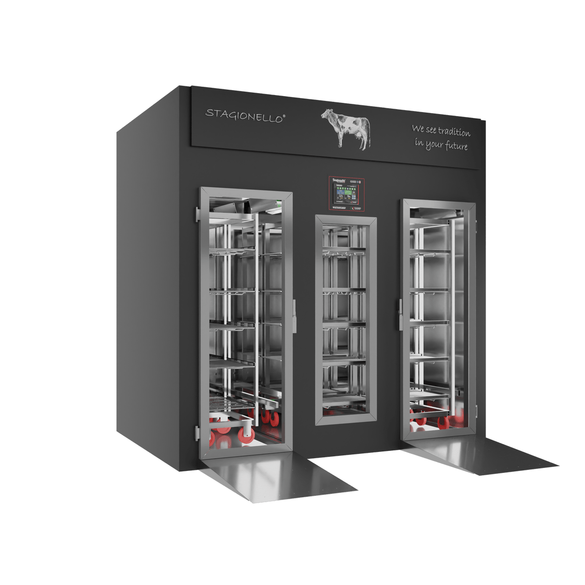 MATURMEAT® 800 kg, colorato, porta standard, vista sinistra