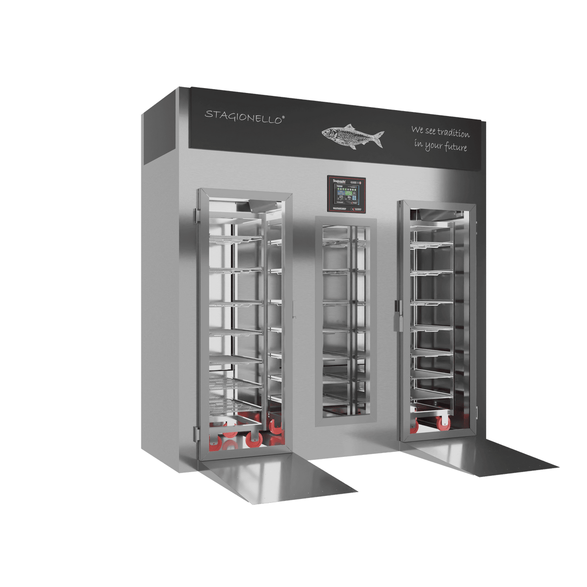 MATURFISH™ 400 kg Walk-in – inox, porta standard, vista sinistra
