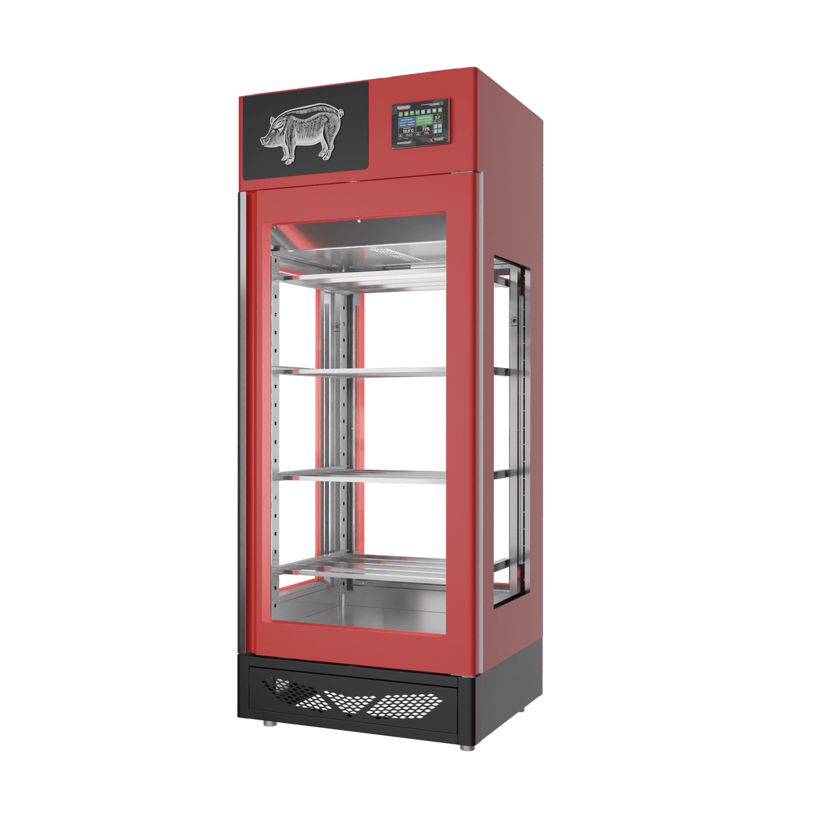 Stagionello® Salami Curing Device 150 kg – colorato, 4 vetri, vista destra