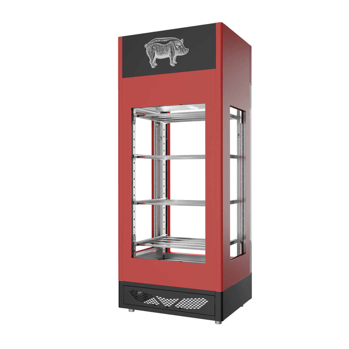 Stagionello® Salami Curing Device 150 kg – colorato, 4 vetri, vista posteriore