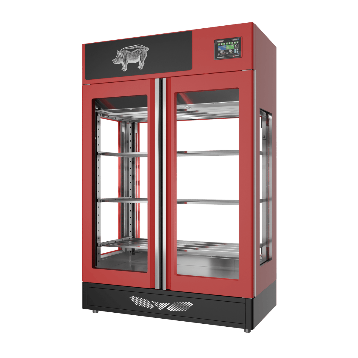 Stagionello® Salami Curing Device 200 kg – colorato, 4 vetri, vista destra