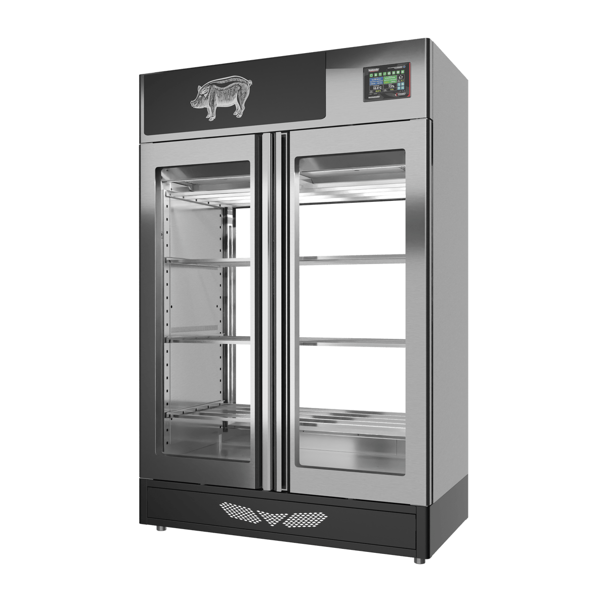 Stagionello® Salami Curing Device 200 kg – inox, 2 vetri, vista destra