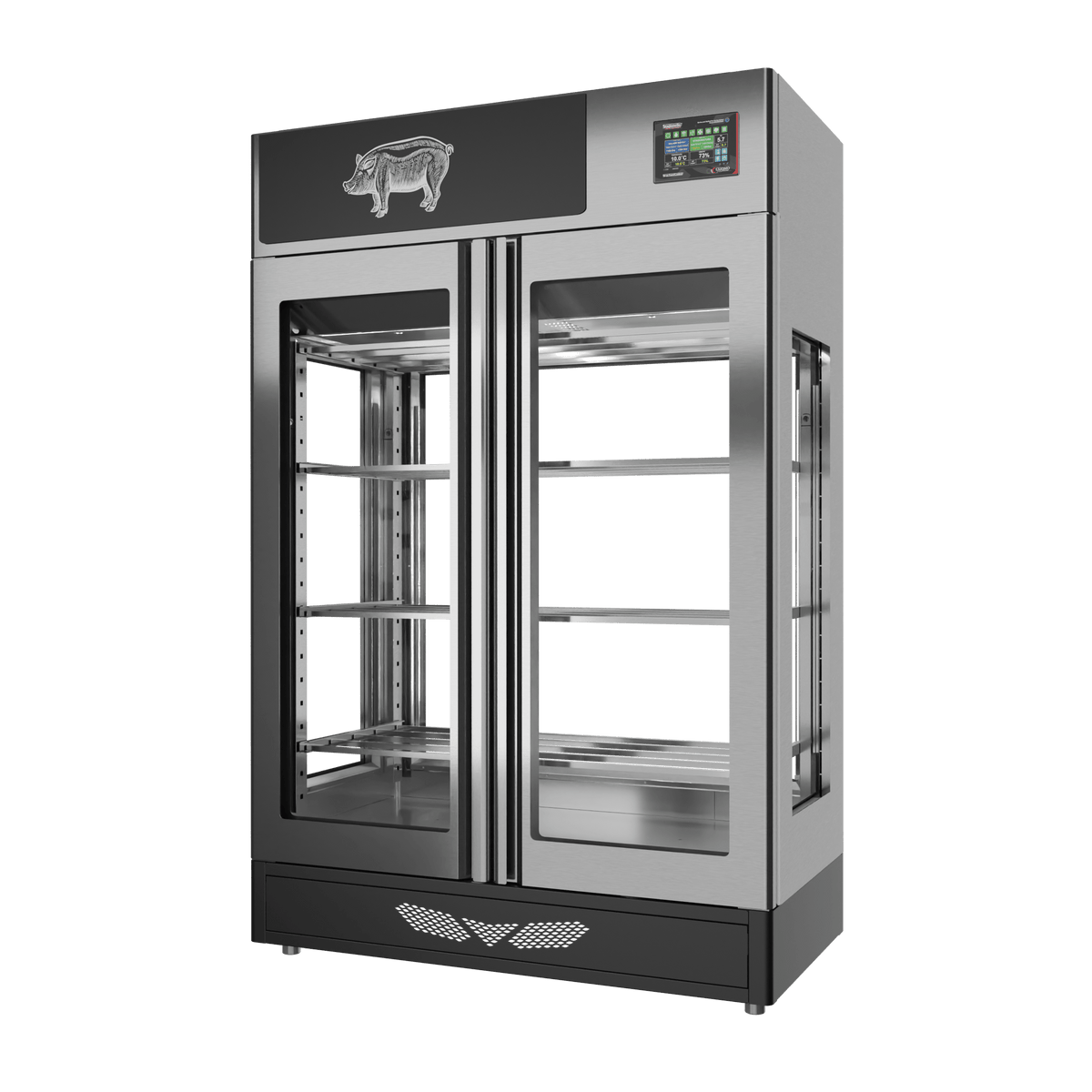 Stagionello® Salami Curing Device 200 kg – inox, 4 vetri, vista destra