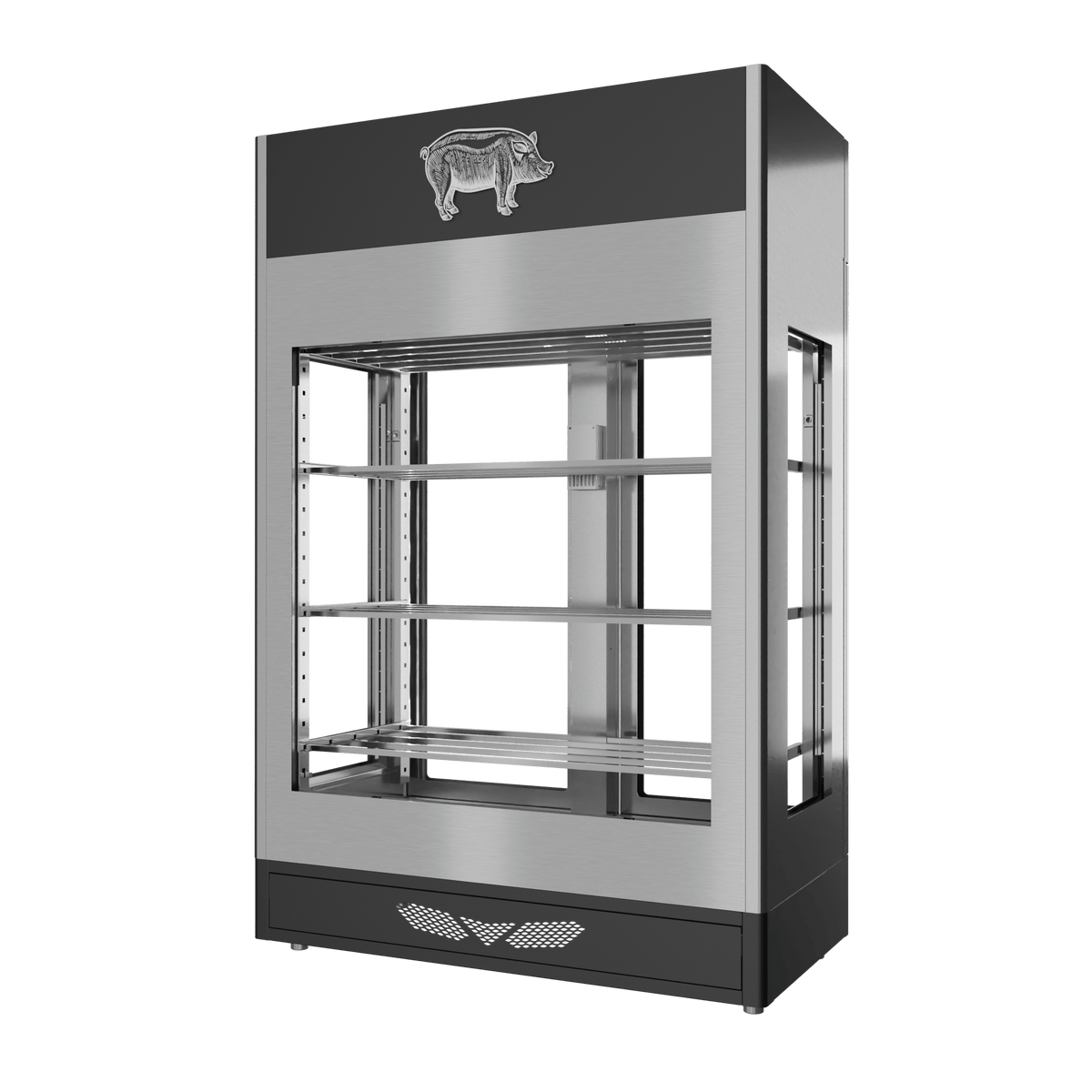 Stagionello® Salami Curing Device 200 kg – inox, 4 vetri, vista posteriore