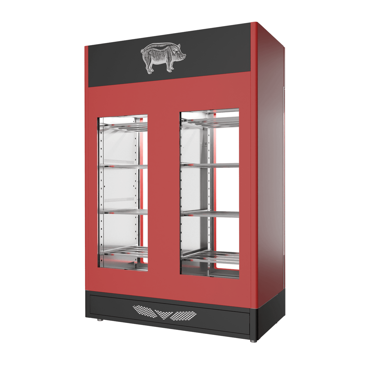 Stagionello® Salami Curing Device 100 + 100 kg – colorato, 2 vetri, vista posteriore