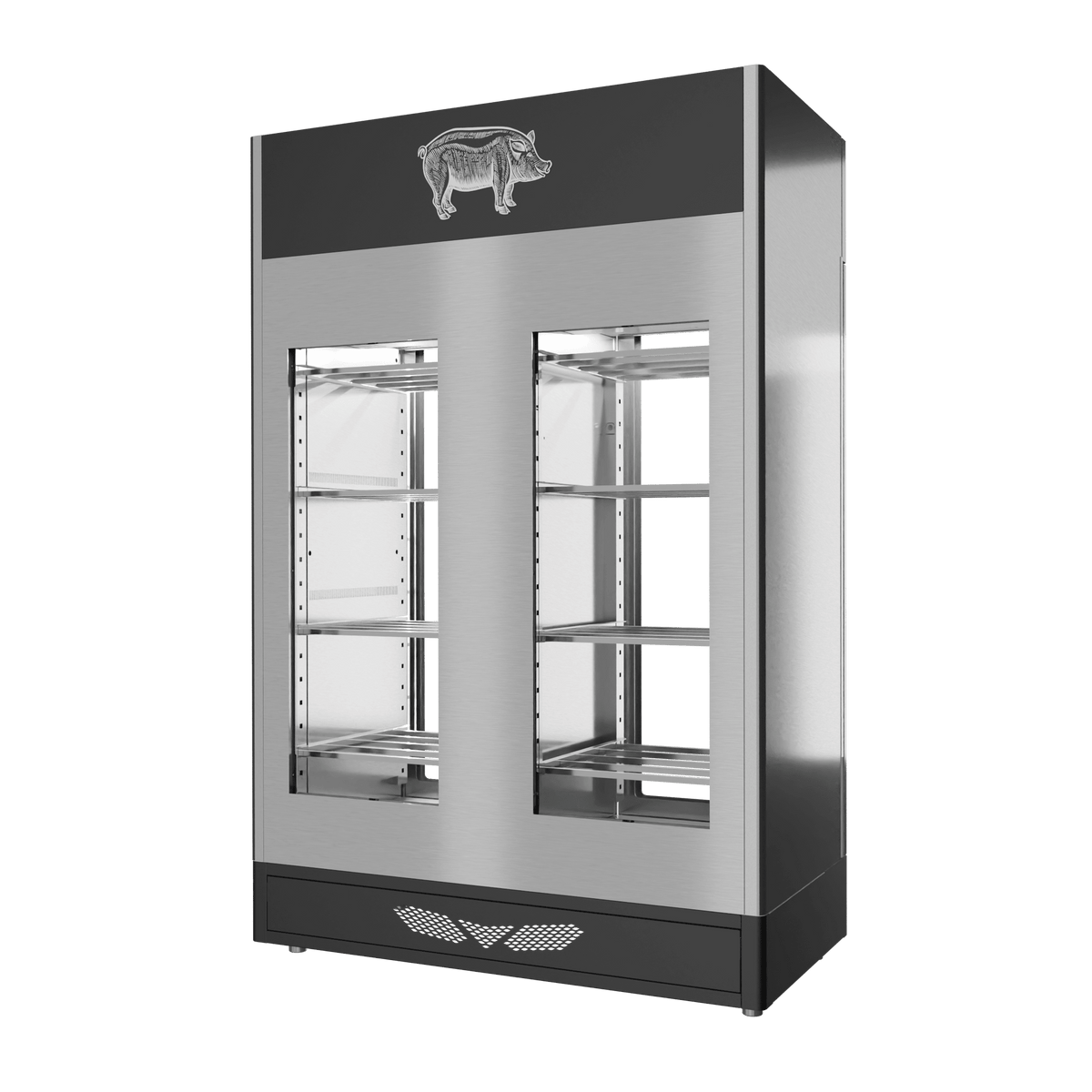 Stagionello® Salami Curing Device 100 + 100 kg – inox, 2 vetri, vista posteriore