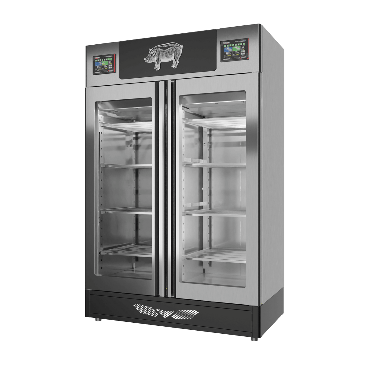 Stagionello® Salami Curing Device 100 + 100 kg – inox, porta standard, vista destra