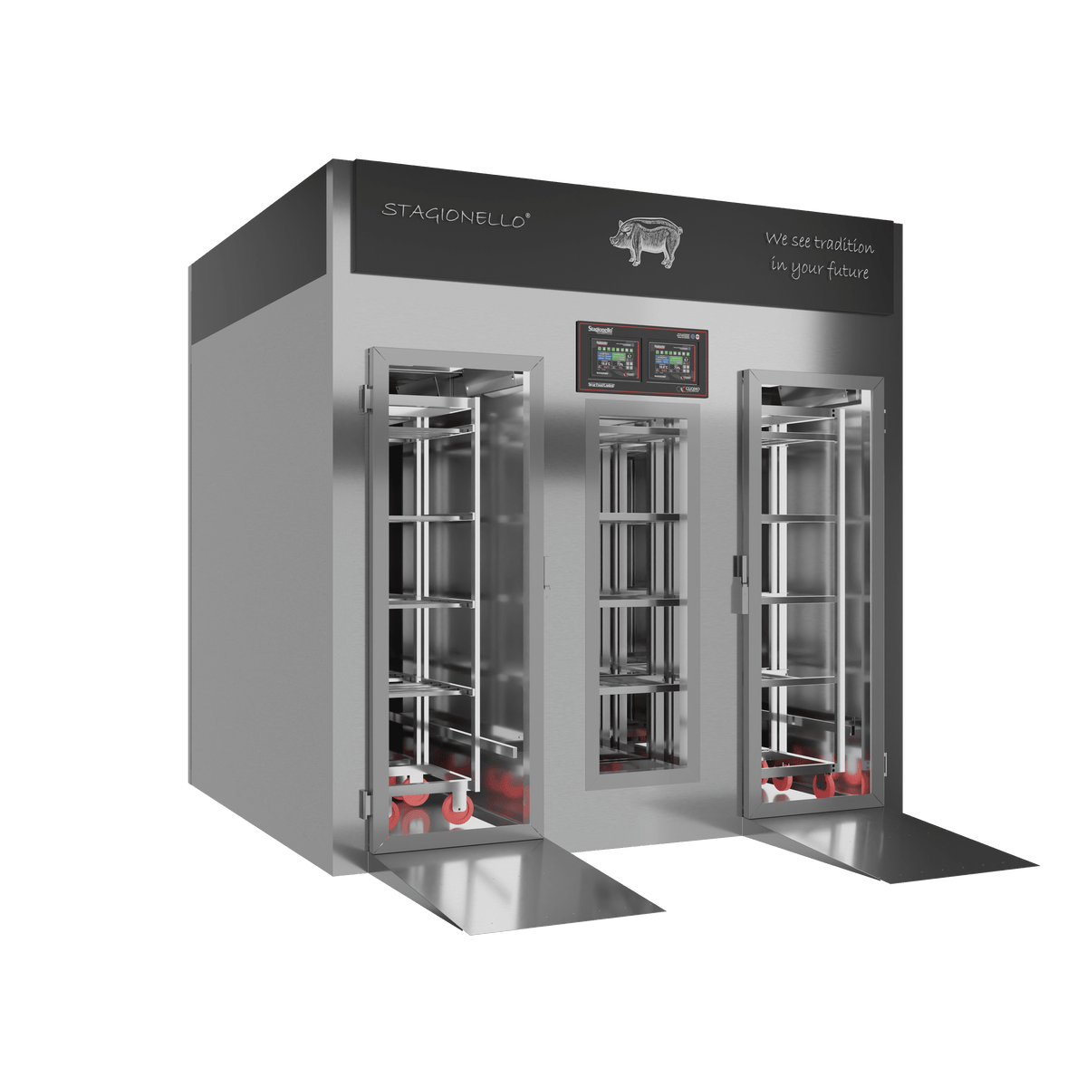 Stagionello® Salami Curing Device 300/900 kg Walk-in – porta standard, vista sinistra