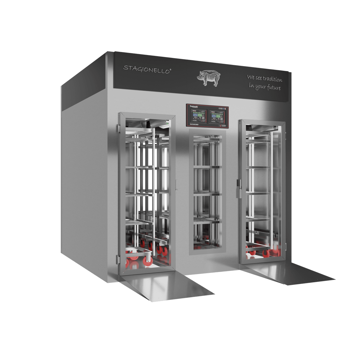 Stagionello® Salami Curing Device 300/900 kg Walk-in – 2 vetri, vista sinistra