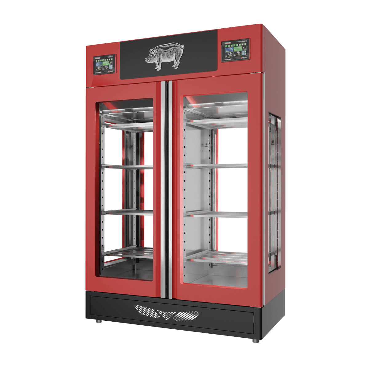 Stagionello® Salami Curing Device 100 + 100 kg – colorato, 4 vetri, vista destra