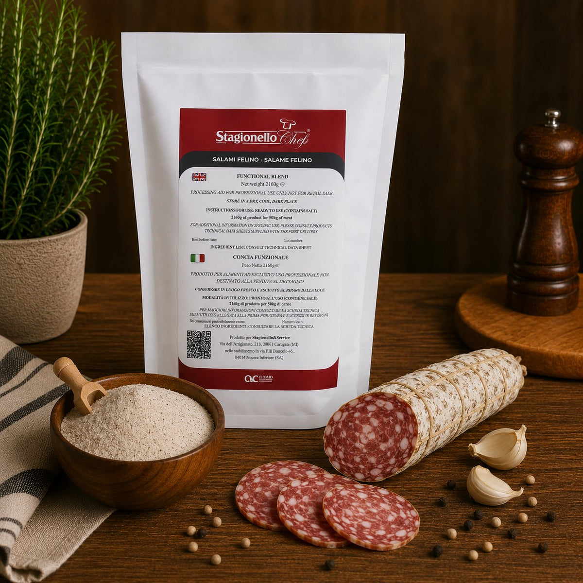 Concia funzionale per salame felino Stagionello® Chef