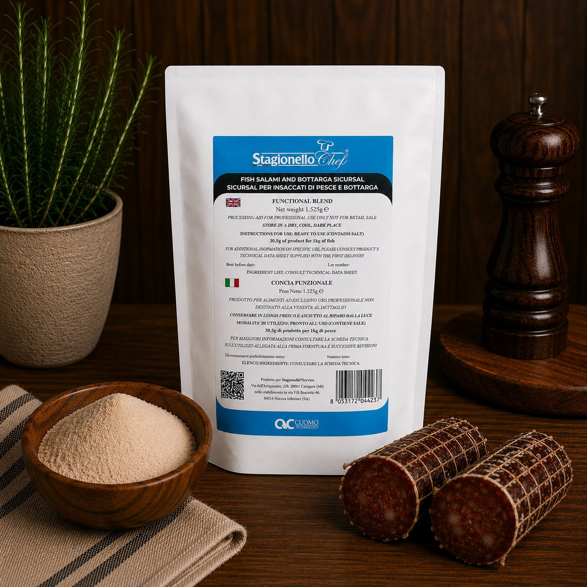 Concia funzionale Sicursal per insaccati di pesce e bottarga – Stagionello® Chef