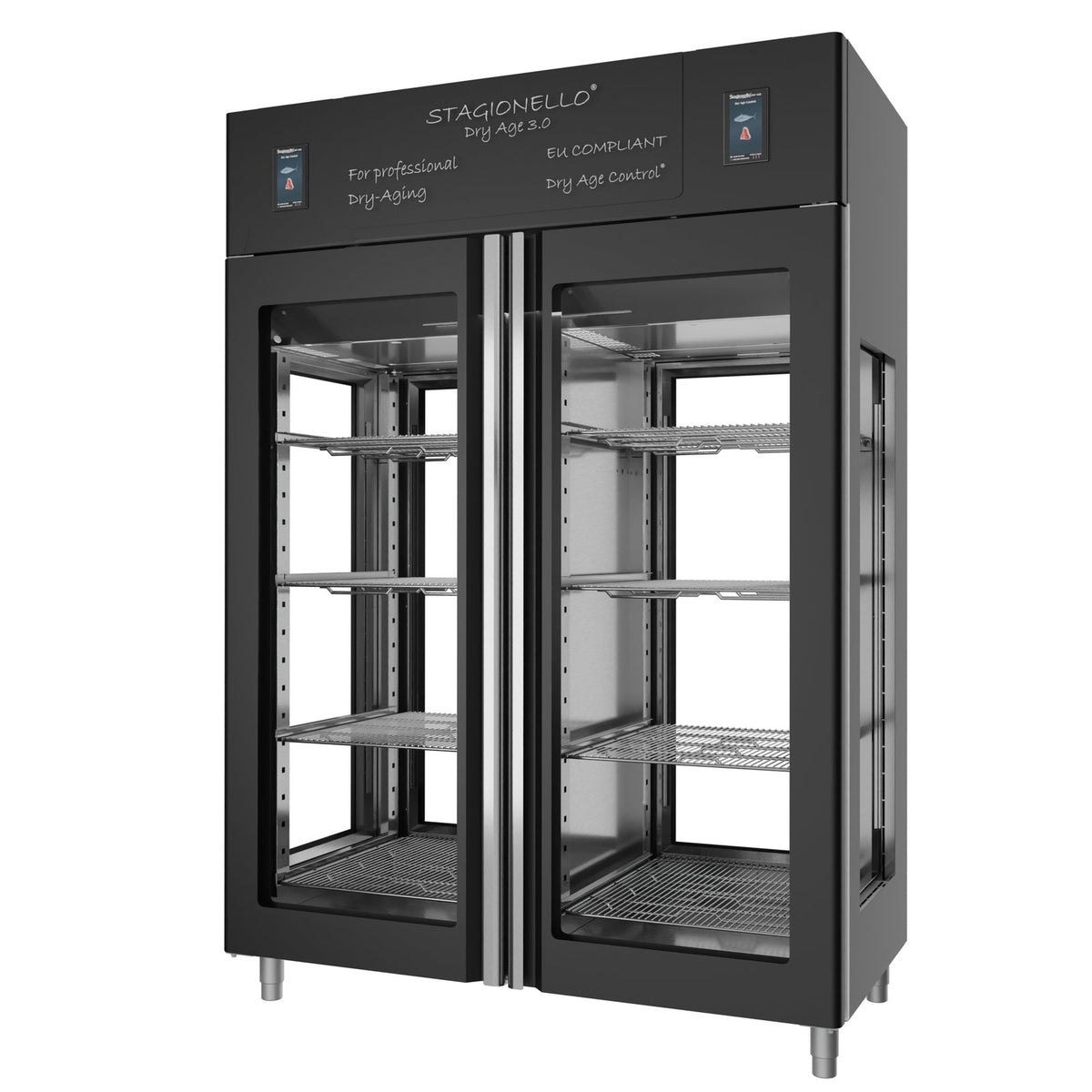 Stagionello® DRY AGE CONTROL® 1400 l TWIN 4 Vetri, nero, vista frontale