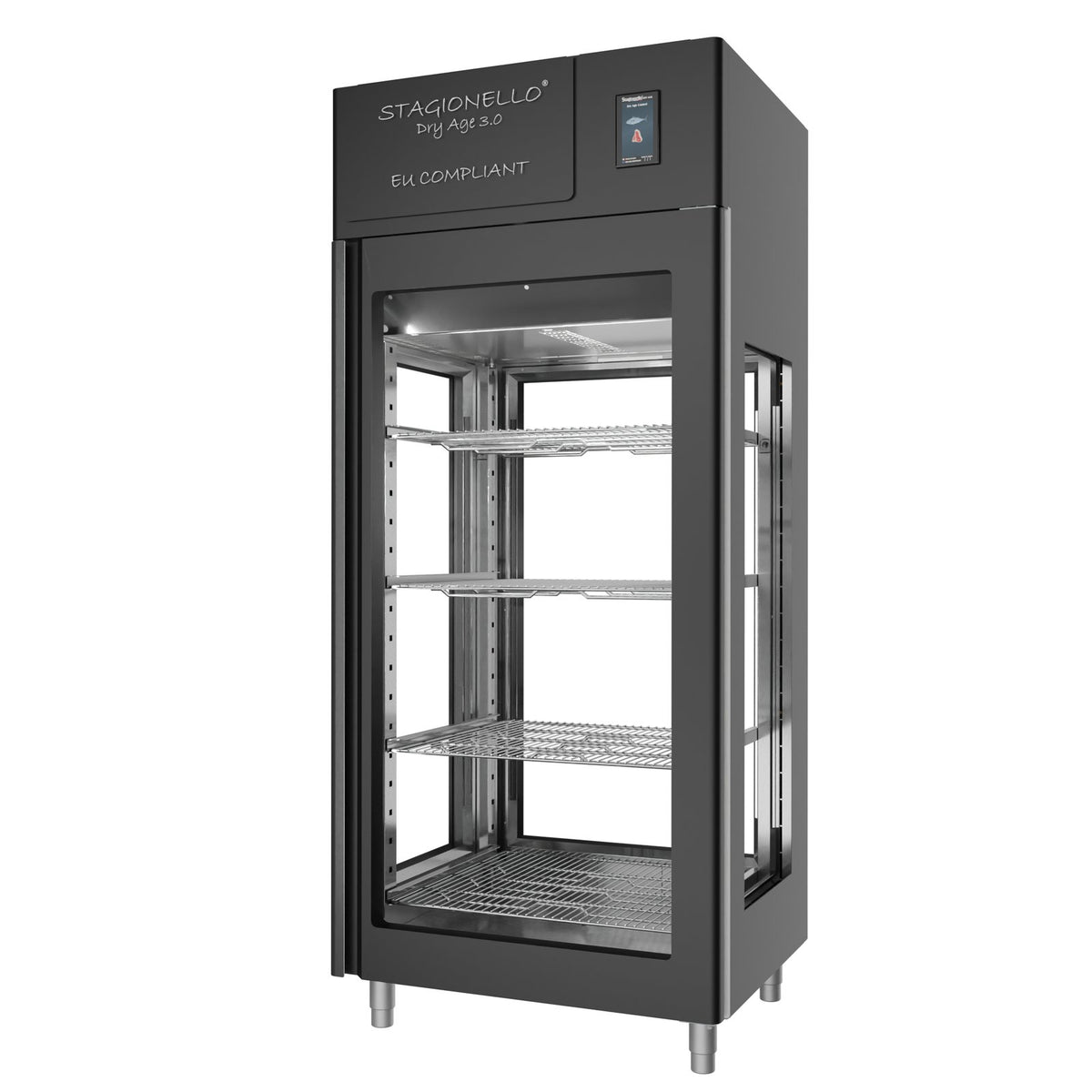 Stagionello® DRY AGE CONTROL® 900 l 4 Vetri, nero, vista frontale